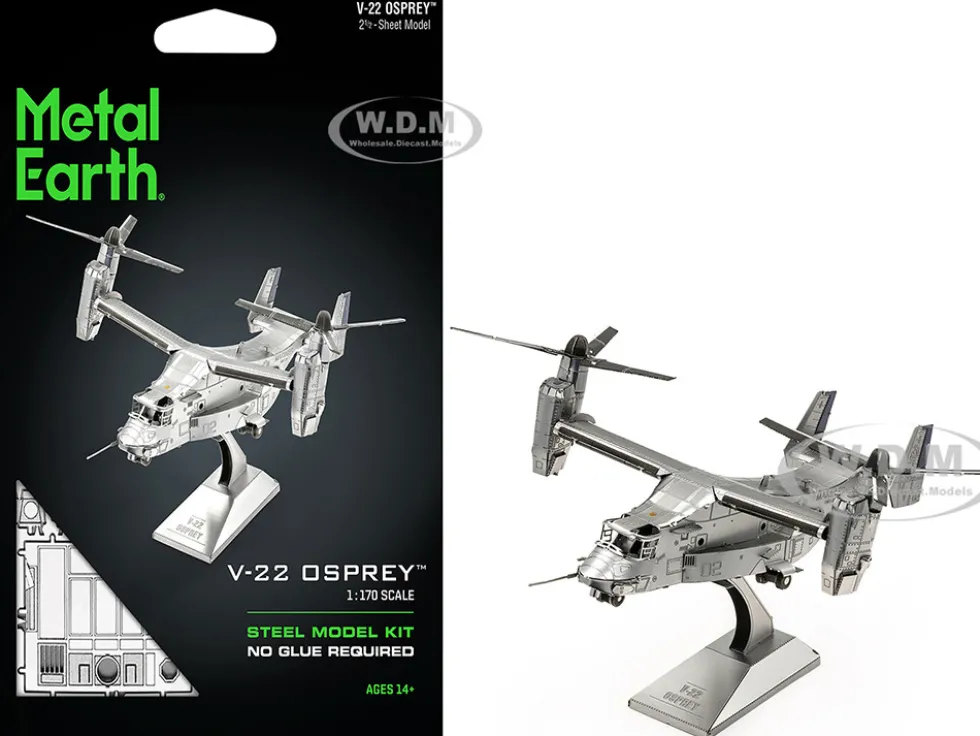Model Kit Bell Boeing V-22 Osprey Aircraft "United States Military" (Challenging Difficulty) Steel Model by Metal Earth