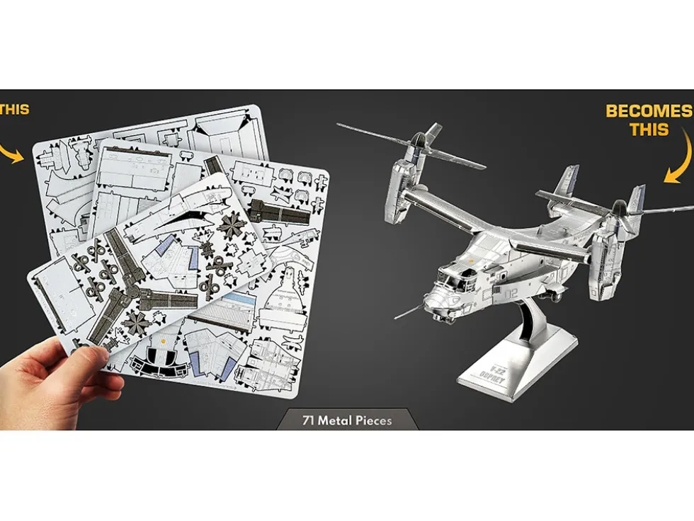 Model Kit Bell Boeing V-22 Osprey Aircraft "United States Military" (Challenging Difficulty) Steel Model by Metal Earth