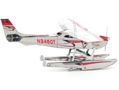 Model Kit Cessna 182 Floatplane White and Red (Moderate Difficulty) Steel Model by Metal Earth