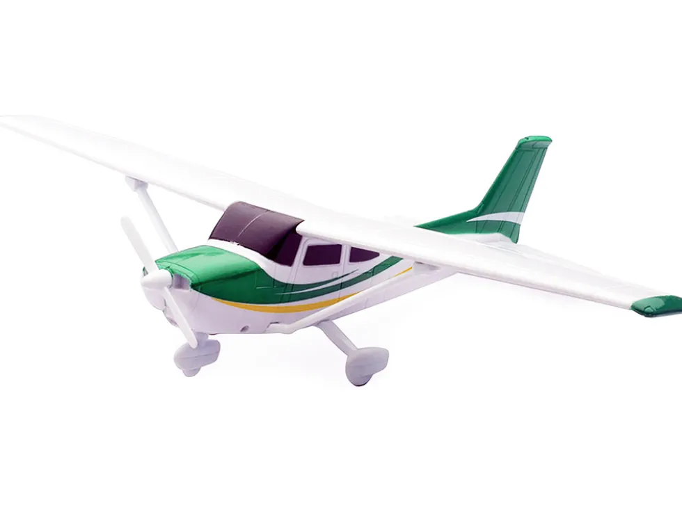 Model Kit Cessna 172 Skyhawk Aircraft White with Green and Yellow Stripes "Sky Pilot" Series 1/42 Plastic Model Kit by New Ray