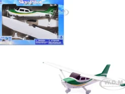Model Kit Cessna 172 Skyhawk Aircraft White with Green and Yellow Stripes "Sky Pilot" Series 1/42 Plastic Model Kit by New Ray