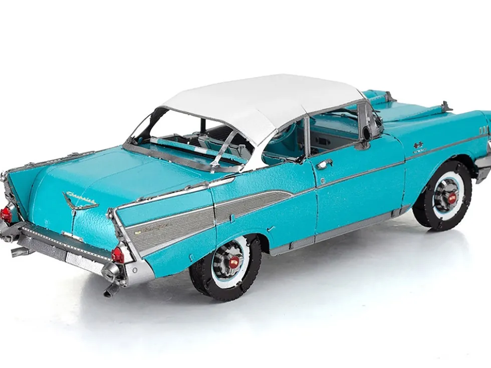 Model Kit 1957 Chevrolet Bel Air Turquoise with White Top (Challenging Difficulty) Steel Model by Metal Earth