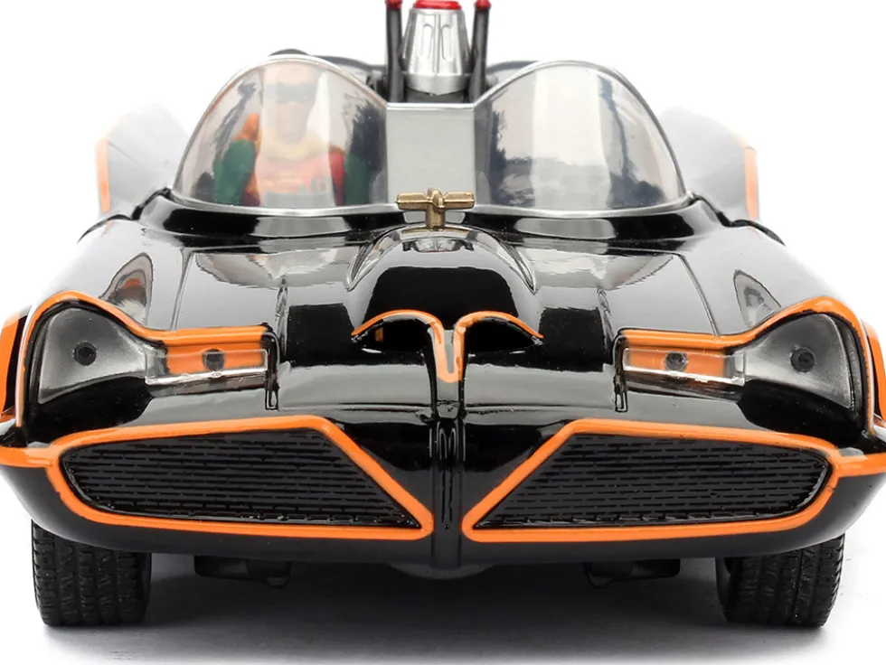 Model Kit Classic Batmobile Black Batman Diecast Figure Batman 1966-1968 TV Series Build N' Collect 1/24 Diecast Model Car Jada 30873