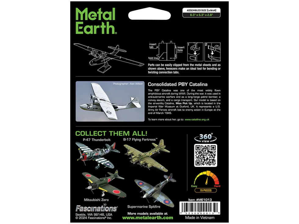 Model Kit Consolidated PBY Catalina Amphibious Aircraft "Miss Pick Up" United States Army Air Forces (Moderate Difficulty) Steel Model by Metal Earth