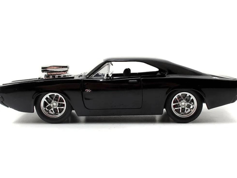 Model Kit Dodge Charger R/T Black and Dom Diecast Figure "Fast & Furious" Movie "Build N' Collect" Series 1/24 Diecast Model Car by Jada