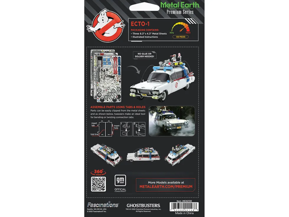 Model Kit Ecto-1 Car White "Ghostbusters" (1984) Movie (Challenging Difficulty) Steel Model by Metal Earth