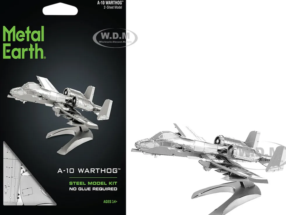Model Kit Fairchild Republic A-10 Thunderbolt II "Warthog" Attack Aircraft (Moderate Difficulty) Steel Model by Metal Earth