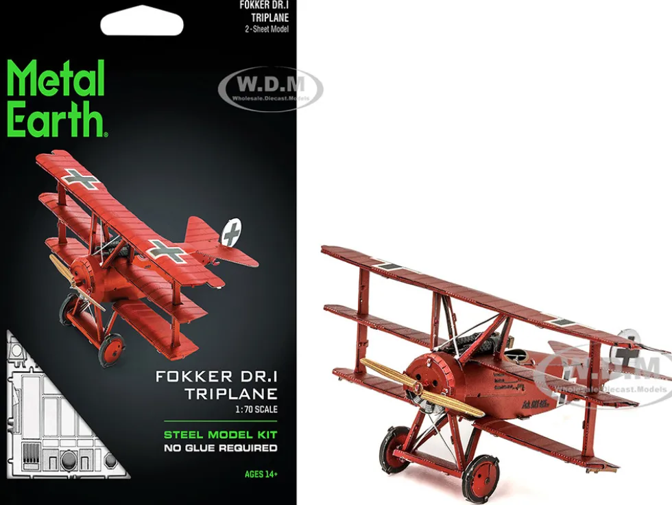 Model Kit Fokker Dr.I Triplane Fighter Aircraft "Red Baron" German Air Force (Moderate Difficulty) Steel Model by Metal Earth