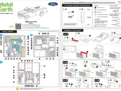 Model Kit 1982 Ford F-150 Pickup Truck Blue and White (Moderate Difficulty) Steel Model by Metal Earth
