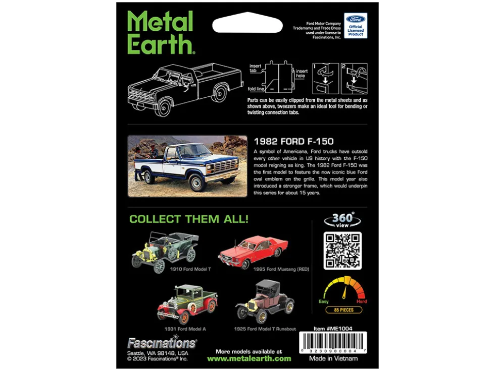 Model Kit 1982 Ford F-150 Pickup Truck Blue and White (Moderate Difficulty) Steel Model by Metal Earth