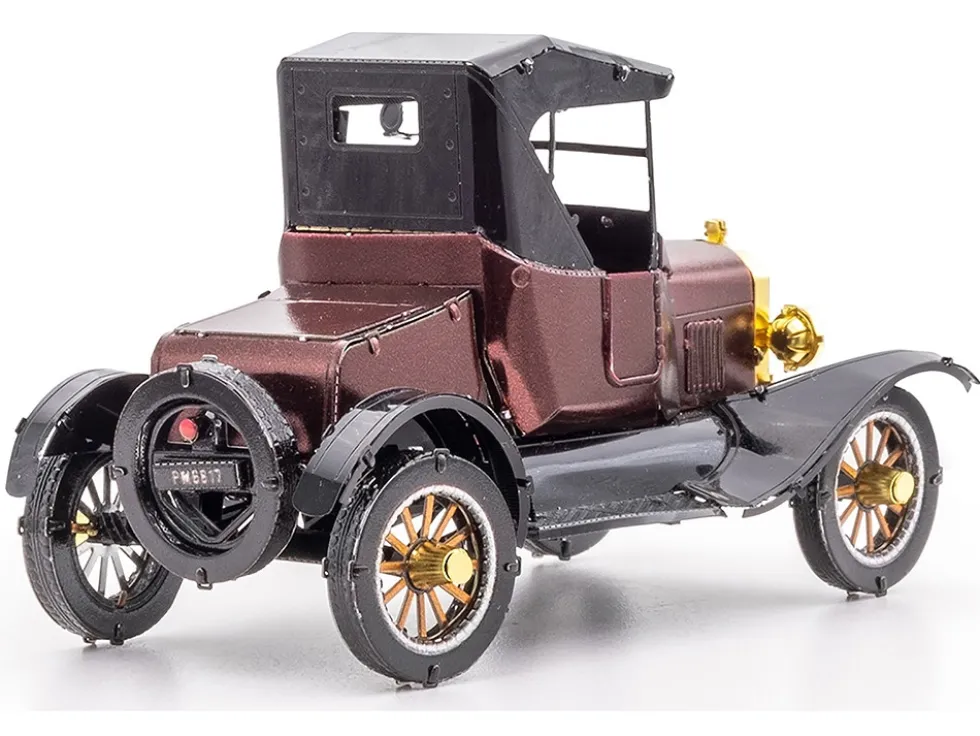 Model Kit 1925 Ford Model T Runabout Dark Red and Black (Moderate Difficulty) Steel Model by Metal Earth