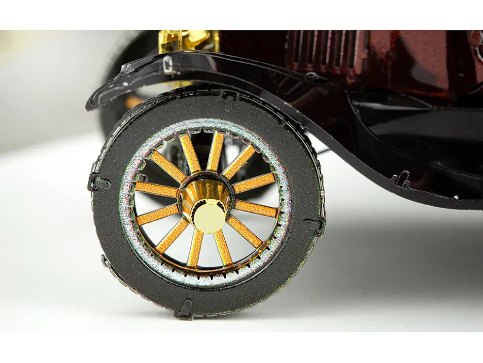 Model Kit 1925 Ford Model T Runabout Dark Red and Black (Moderate Difficulty) Steel Model by Metal Earth