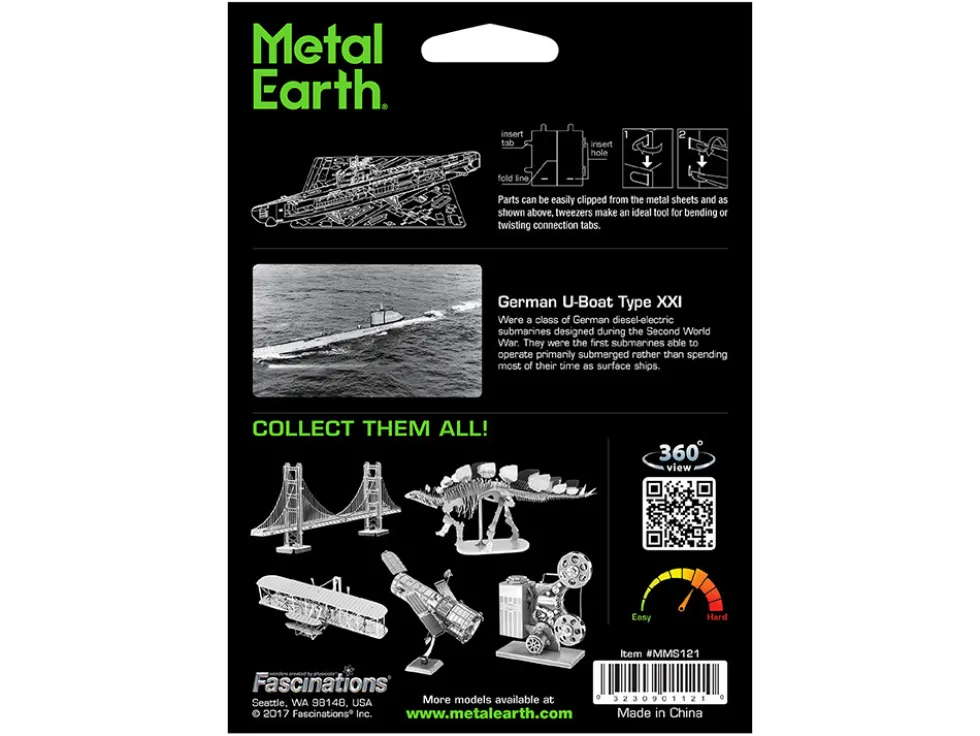 Model Kit German U-Boat Type XXI Submarine (Challenging Difficulty) Steel Model by Metal Earth