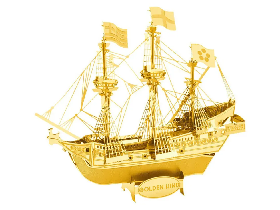 Model Kit Golden Hind Galleon Gold Version (Moderate Difficulty) Steel Model by Metal Earth