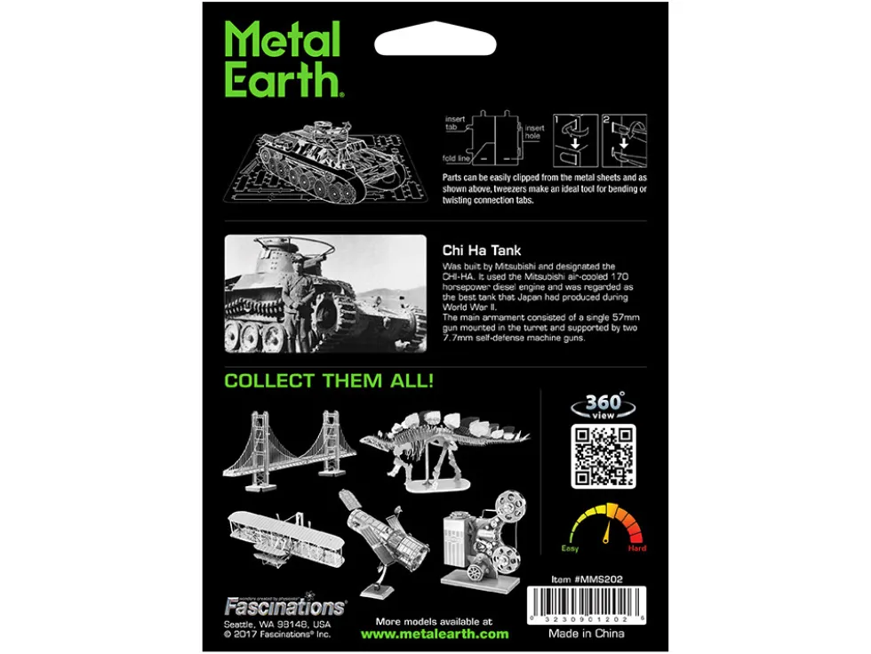 Model Kit Japanese Chi Ha Tank (Moderate Difficulty) Steel Model by Metal Earth