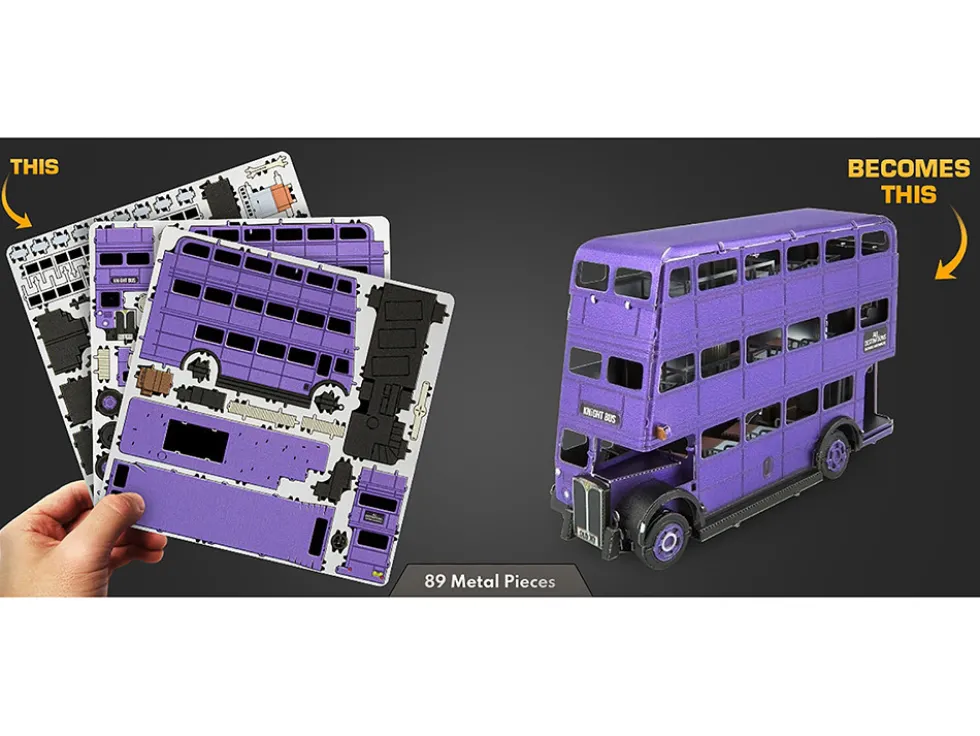 Model Kit Knight Bus Purple "Harry Potter and the Prisoner of Azkaban" (2004) Movie (Moderate Difficulty) Steel Model by Metal Earth
