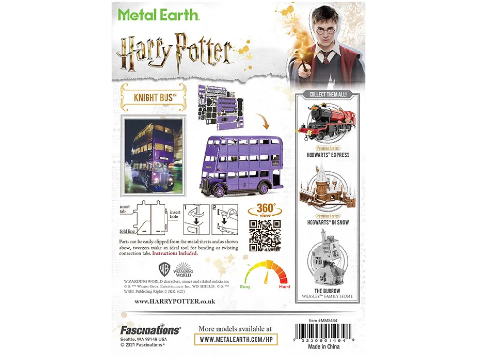 Model Kit Knight Bus Purple "Harry Potter and the Prisoner of Azkaban" (2004) Movie (Moderate Difficulty) Steel Model by Metal Earth