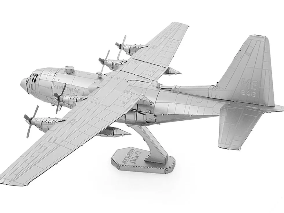 Model Kit Lockheed C-130 Hercules Transport Aircraft "United States Air Force" (Moderate Difficulty) Steel Model by Metal Earth