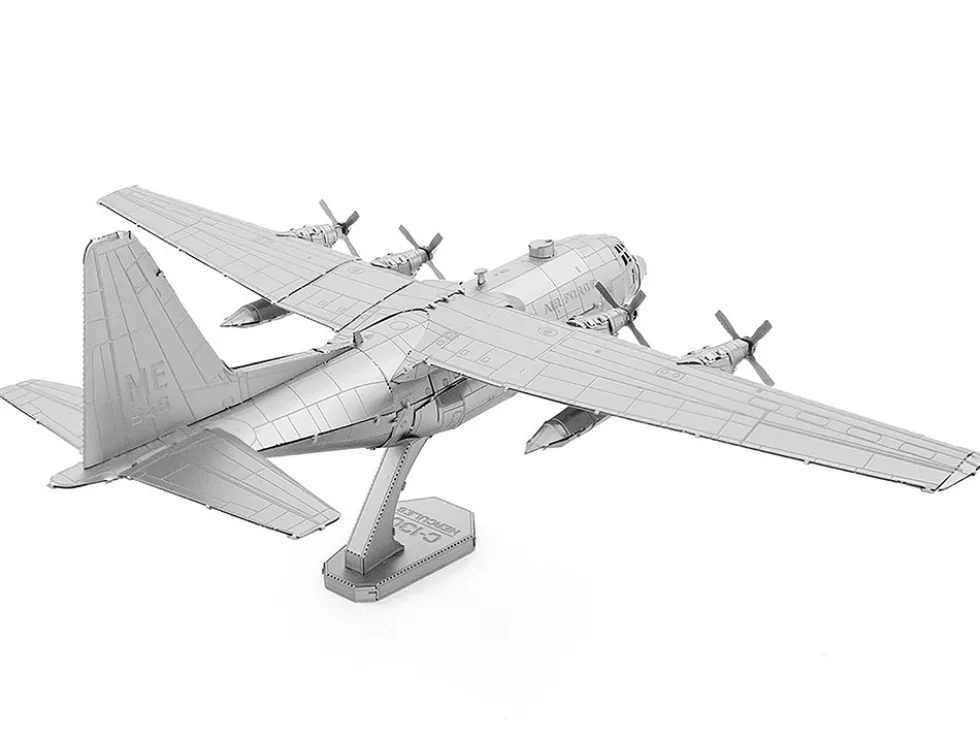 Model Kit Lockheed C-130 Hercules Transport Aircraft "United States Air Force" (Moderate Difficulty) Steel Model by Metal Earth