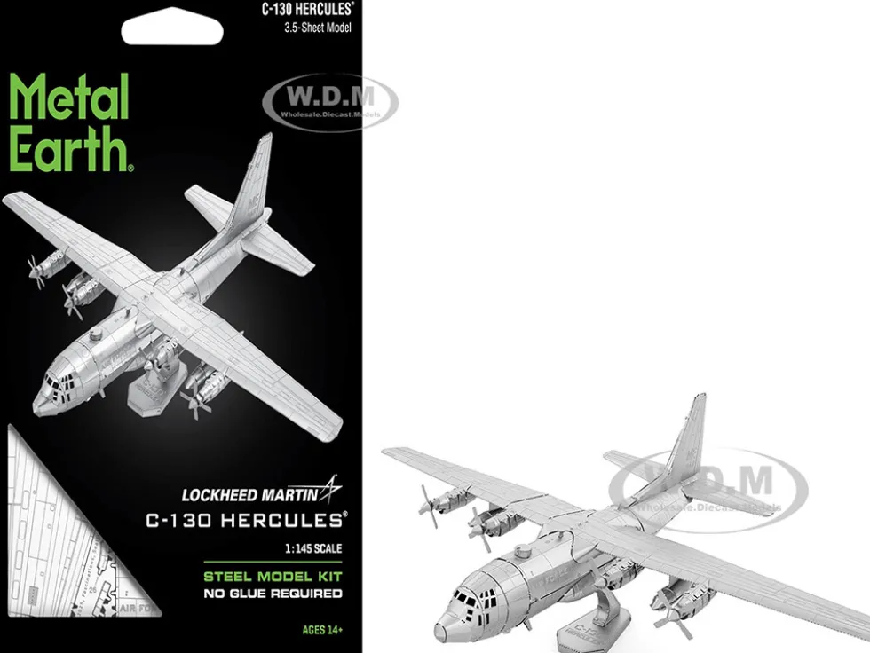 Model Kit Lockheed C-130 Hercules Transport Aircraft "United States Air Force" (Moderate Difficulty) Steel Model by Metal Earth