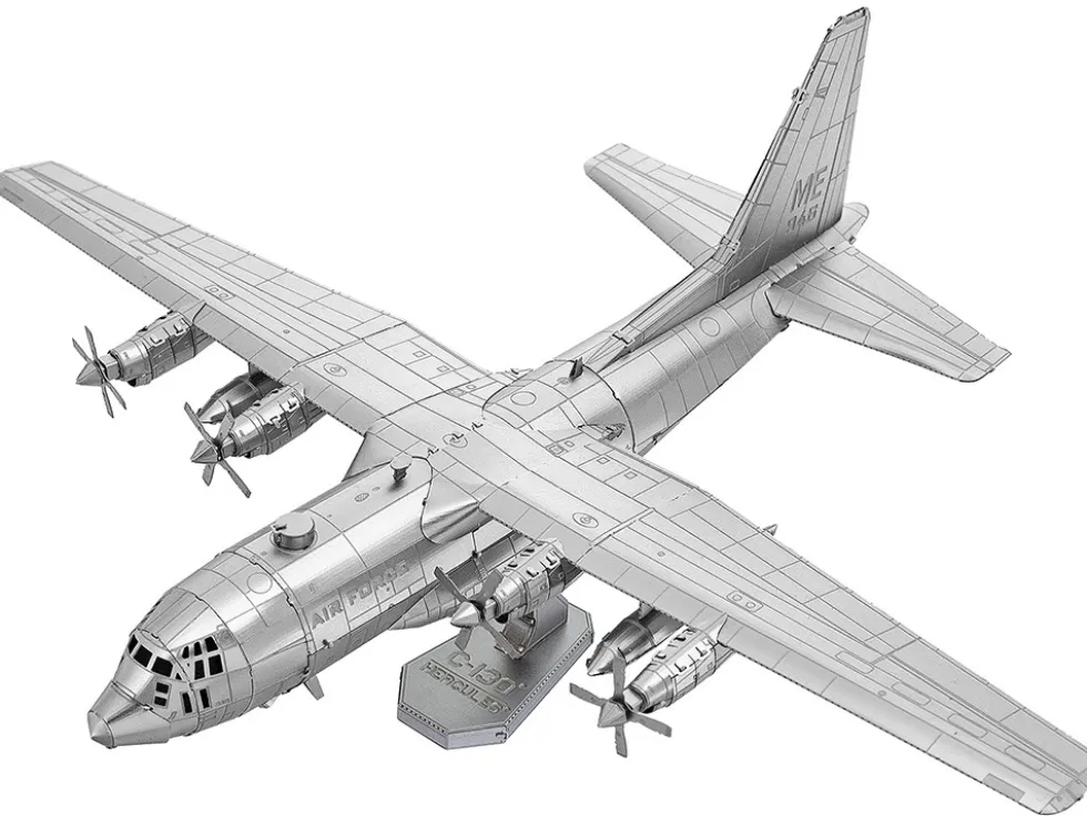 Model Kit Lockheed C-130 Hercules Transport Aircraft "United States Air Force" (Moderate Difficulty) Steel Model by Metal Earth