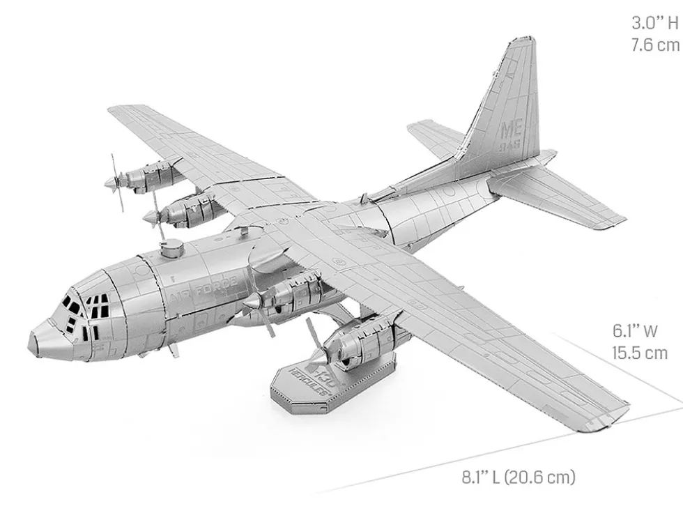Model Kit Lockheed C-130 Hercules Transport Aircraft "United States Air Force" (Moderate Difficulty) Steel Model by Metal Earth