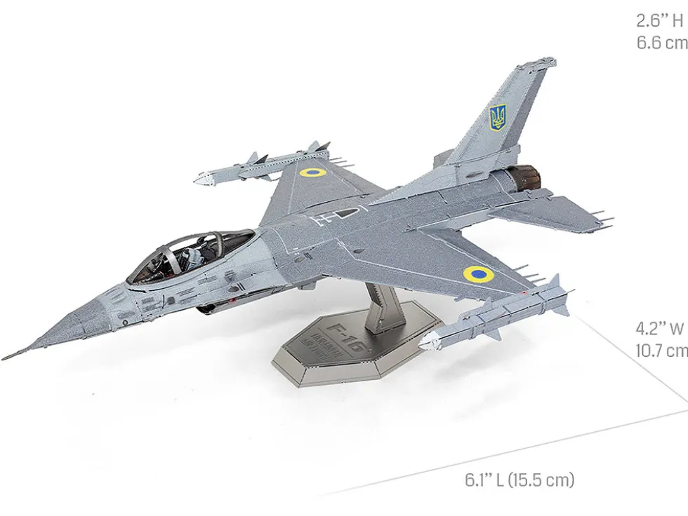 Model Kit Lockheed Martin F-16 Fighting Falcon Aircraft "Ukrainian Air Force" (Moderate Difficulty) Steel Model by Metal Earth