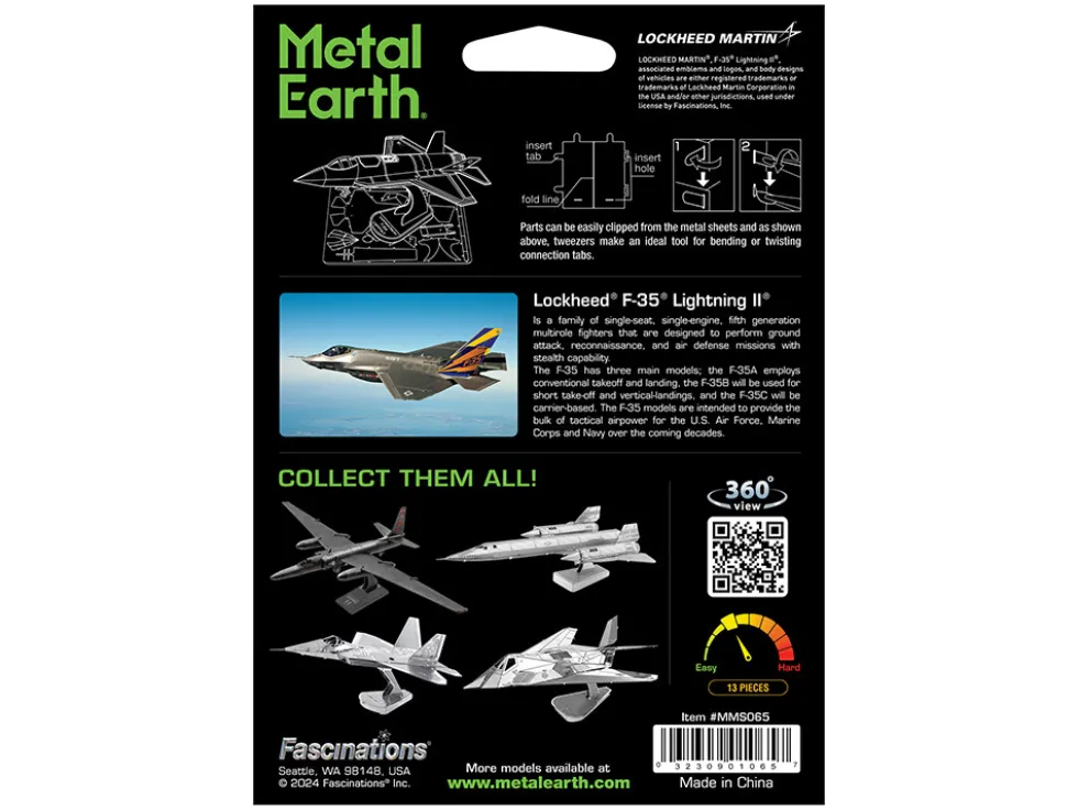 Model Kit Lockheed Martin F-35 Lightning II Aircraft (Moderate Difficulty) Steel Model by Metal Earth