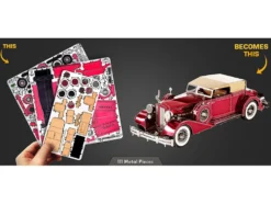 Model Kit 1934 Packard Twelve Convertible Red with Tan Soft Top (Moderate Difficulty) Steel Model by Metal Earth