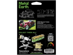 Model Kit 1934 Packard Twelve Convertible Red with Tan Soft Top (Moderate Difficulty) Steel Model by Metal Earth