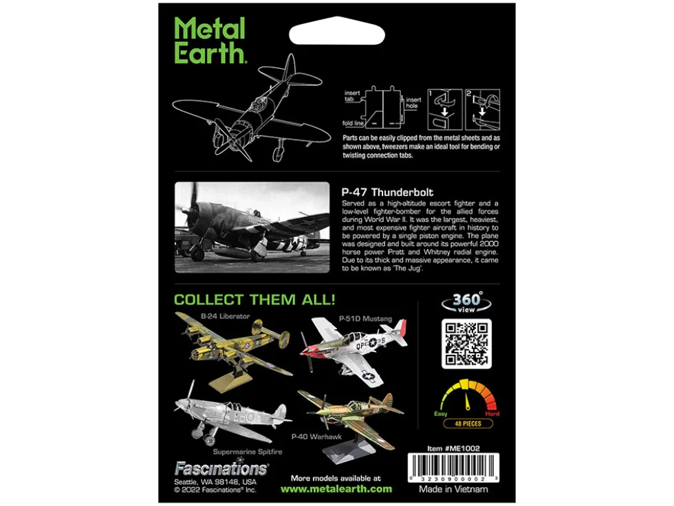 Model Kit Republic P-47 Thunderbolt Fighter Aircraft "The Jug" United States Army Air Forces (Moderate Difficulty) Steel Model by Metal Earth