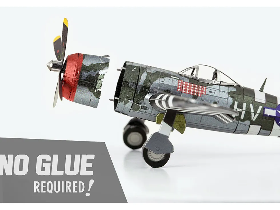 Model Kit Republic P-47 Thunderbolt Fighter Aircraft "The Jug" United States Army Air Forces (Moderate Difficulty) Steel Model by Metal Earth