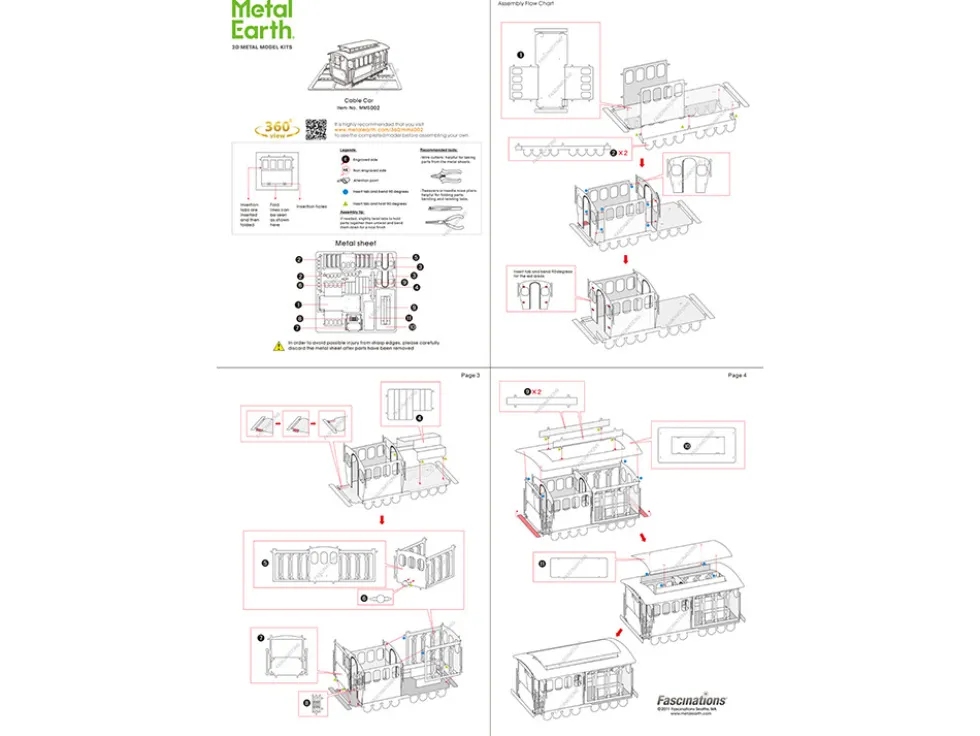 Model Kit San Francisco Cable Car "Powel & Mason St" (Easy Difficulty) Steel Model by Metal Earth