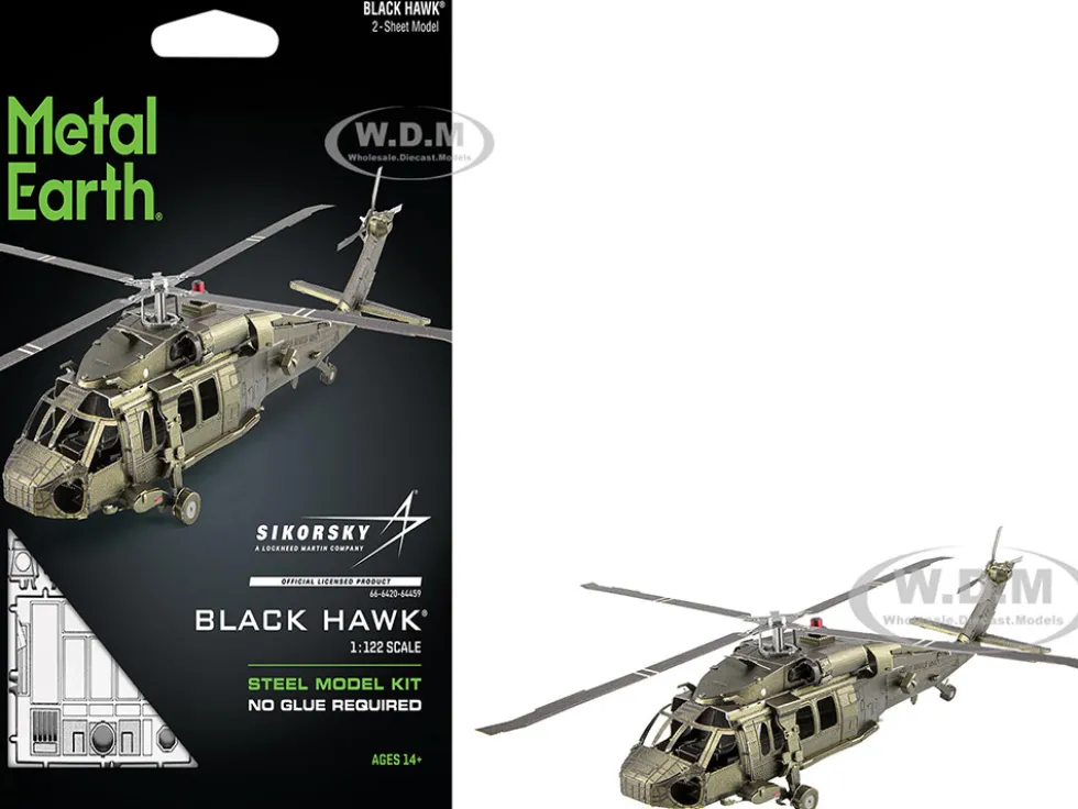 Model Kit Sikorsky Black Hawk Helicopter "United States Army" (Moderate Difficulty) Steel Model by Metal Earth