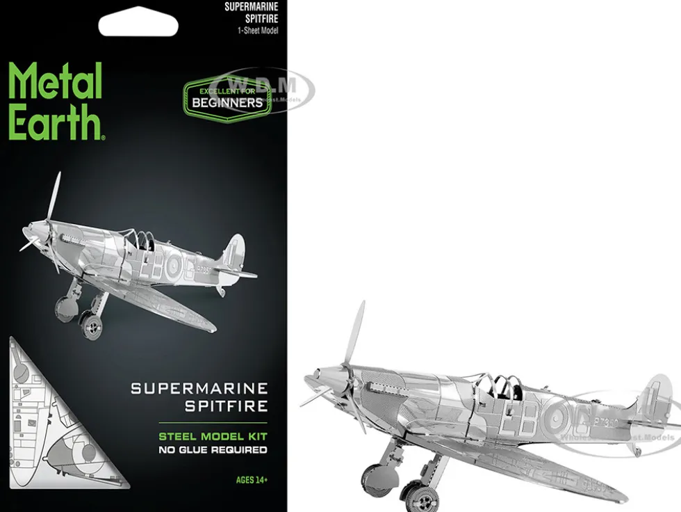 Model Kit Supermarine Spitfire Fighter Aircraft "Royal Air Force" (Easy Difficulty) Steel Model by Metal Earth