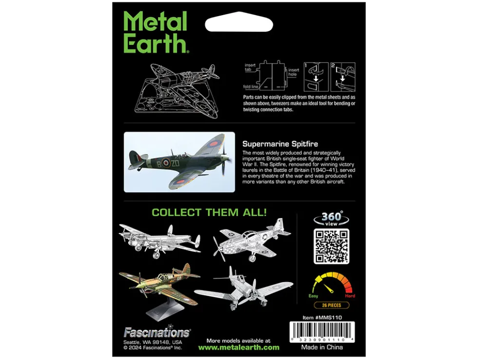 Model Kit Supermarine Spitfire Fighter Aircraft "Royal Air Force" (Easy Difficulty) Steel Model by Metal Earth