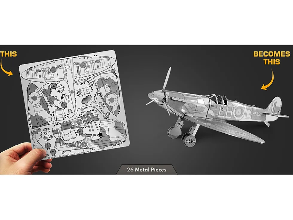 Model Kit Supermarine Spitfire Fighter Aircraft "Royal Air Force" (Easy Difficulty) Steel Model by Metal Earth