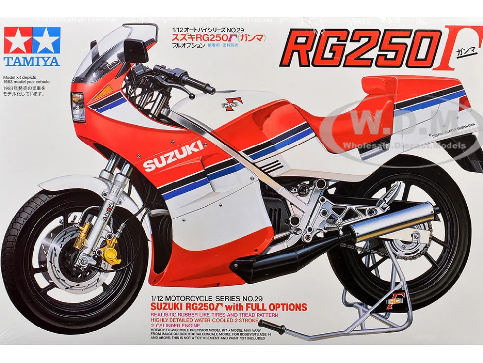 Model Kit Suzuki RG250 with Full Options Motorcycle 1/12 Scale Model by Tamiya