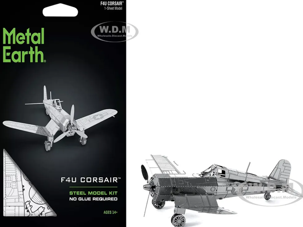 Model Kit Vought F4U Corsair Fighter Aircraft "United States Navy" (Moderate Difficulty) Steel Model by Metal Earth