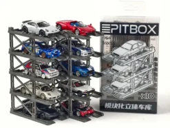 Modular Diecast 3D Parking Rack Display Stand Set of 10 Racks for 1/64 Scale Model Cars by Pitbox
