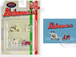 Motomania 6 4 piece Diecast Figure Set 2 Figures 2 Scooters Limited Edition to 4800 pieces Worldwide 1/64 Scale Models American Diorama AD-76515MJ