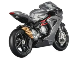 2022 MV Agusta F3 Rosso Motorcycle Silver Metallic with Figure 1/64 Diecast Model by CM Model