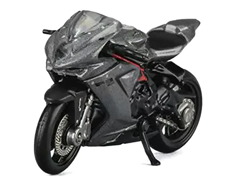 2022 MV Agusta F3 Rosso Motorcycle Silver Metallic with Figure 1/64 Diecast Model by CM Model