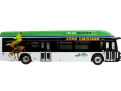 New Flyer Xcelsior XHE40 Transit Bus "AC Transit - Zero Emission" White and Green with Graphics "The Bus & Motorcoach Collection" Limited Edition 1/87 (HO) Diecast Model by Iconic Replicas