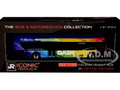 New Flyer Xcelsior XN40 Transit Bus "DASH Pride Livery" Blue with Rainbow Graphics "The Bus & Motorcoach Collection" Limited Edition 1/87 (HO) Diecast Model by Iconic Replicas