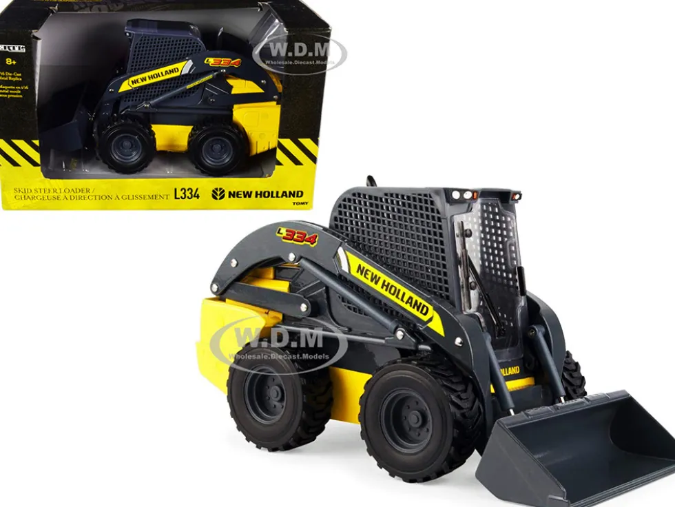New Holland L334 Skid Steer Loader Yellow Dark Gray 1/16 Diecast Model ERTL TOMY 13932