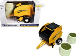 New Holland Roll-Belt 561 Round Baler Yellow with 2 Bales 1/16 Diecast Model by ERTL TOMY
