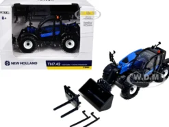 New Holland TH7.42 Telehandler Blue with Extra Tools 1/32 Diecast Model by ERTL TOMY