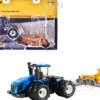 New Holland T9.700 Tractor Blue with Ashland 2811E Scraper Yellow 1/64 Diecast Model by ERTL TOMY
