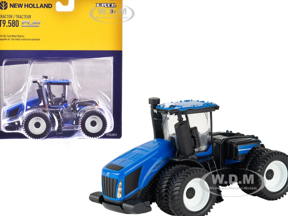 New Holland T9.580 Tractor with Dual Wheels Blue 1/64 Diecast Model by ERTL TOMY
